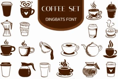 Coffee Set by Heartcraft Atelier — Dingbats Font — thumbnail 1