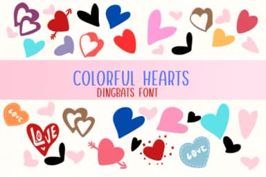 Colorful Hearts by Nongyao — Dingbats Font — thumbnail 1