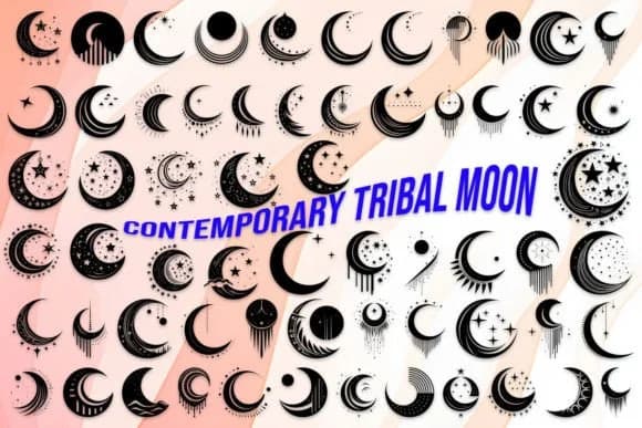 Contemporary Tribal Moon by MOMAT THIRTYONE — Dingbats Font