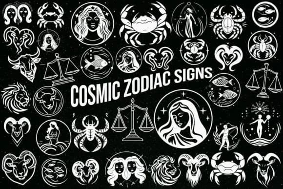Cosmic Zodiac Signs by MOMAT THIRTYONE — Dingbats Font