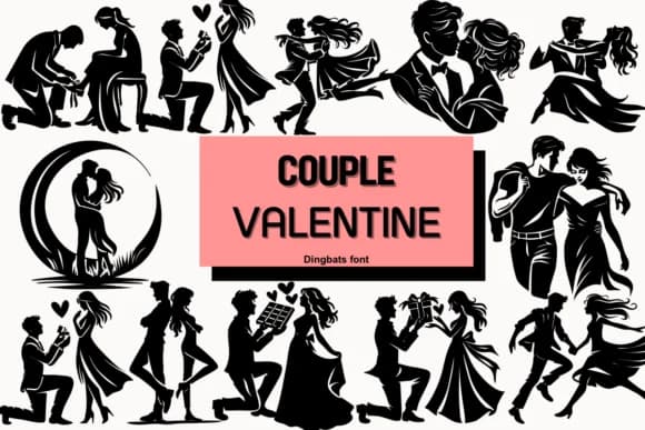 Couple Valentine by Petal Pixels — Dingbats Font