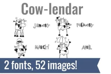Cow-lendar Dingbats by Illustration Ink — Dingbats Font — thumbnail 1