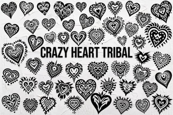 Crazy Heart Tribal by MOMAT THIRTYONE — Dingbats Font