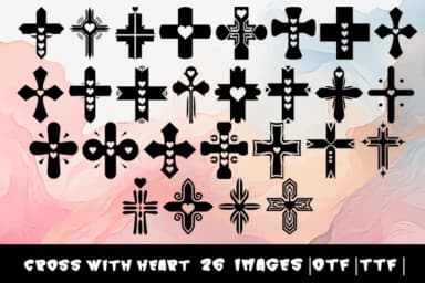 Cross with Heart by MOMAT THIRTYONE — Dingbats Font — thumbnail 1