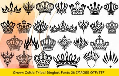 Crown Celtic Tribal by MOMAT THIRTYONE — Dingbats Font — thumbnail 1