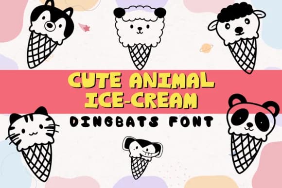 Cute Animal Ice Cream by danita.kukkai — Dingbats Font