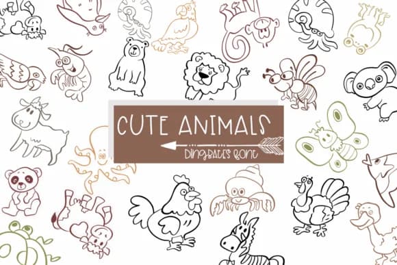 Cute Animals by Sirinart — Dingbats Font