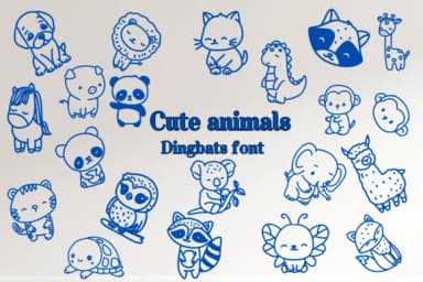 Cute Animals by Nongyao — Dingbats Font — thumbnail 1