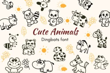 Cute Animals by Nun Sukhwan — Dingbats Font — thumbnail 1