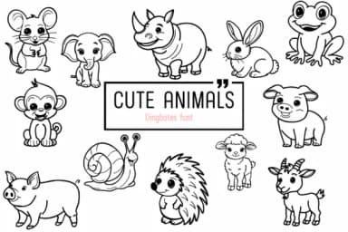 Cute Animals by Chada Art — Dingbats Font — thumbnail 1