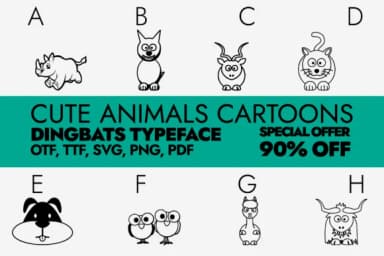 Cute Animals Cartoons by Minimalistartstudio — Dingbats Font — thumbnail 1