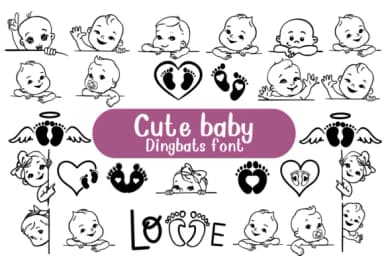 Cute Baby by Nongyao — Dingbats Font — thumbnail 1