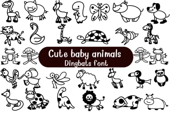 Cute Baby Animals by Nongyao — Dingbats Font
