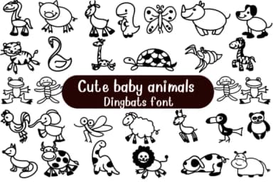 Cute Baby Animals by Nongyao — Dingbats Font — thumbnail 1