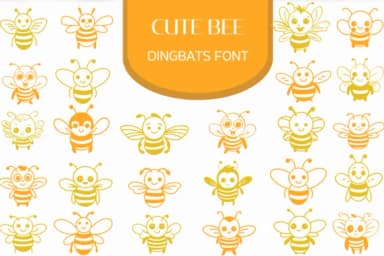 Cute Bee by Heartcraft Atelier — Dingbats Font — thumbnail 1