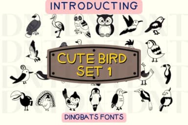 Cute Bird Set One by Danita.kukkai — Dingbats Font — thumbnail 1