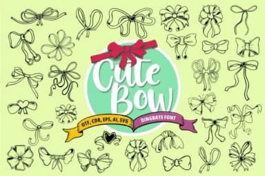 Cute Bow by onoborgol — Dingbats Font — thumbnail 1