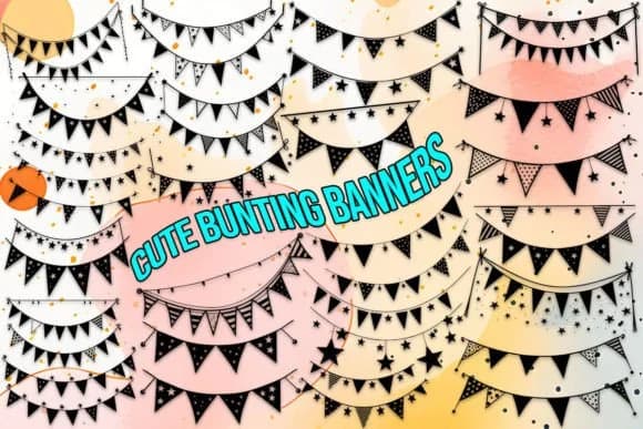Cute Bunting Banners by MOMAT THIRTYONE — Dingbats Font