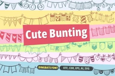 Cute Bunting by onoborgol — Dingbats Font — thumbnail 1