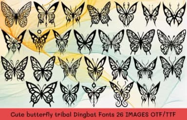 Cute Butterfly by MOMAT THIRTYONE — Dingbats Font — thumbnail 1