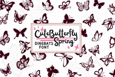 Cute Butterfly Spring by PraewDesigns — Dingbats Font — thumbnail 1