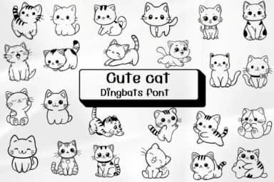 Cute Cat by Ketsarin — Dingbats Font — thumbnail 1