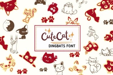 Cute Cat by PraewDesigns — Dingbats Font — thumbnail 1