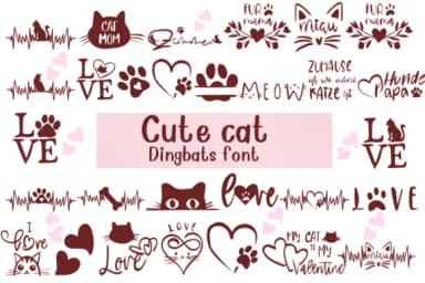 Cute Cat by Nongyao — Dingbats Font — thumbnail 1
