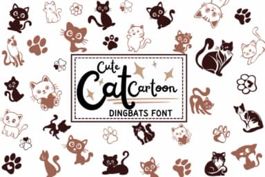 Cute Cat Cartoon by PraewDesigns — Dingbats Font — thumbnail 1