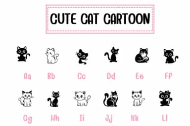 Cute Cat Cartoon by PraewDesigns — Dingbats Font — thumbnail 2