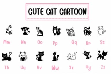Cute Cat Cartoon by PraewDesigns — Dingbats Font — thumbnail 3