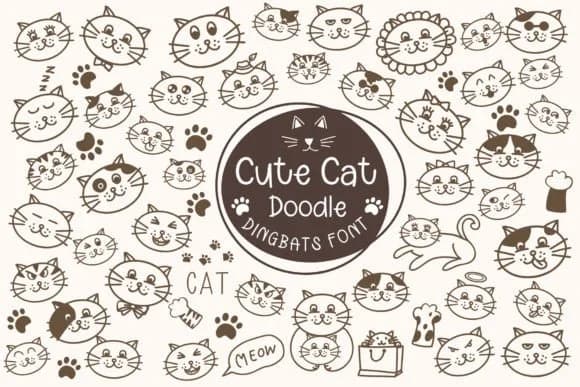 Cute Cat Doodle by Pui Art — Dingbats Font