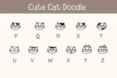 Cute Cat Doodle by Pui Art — Dingbats Font — thumbnail 3