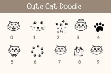 Cute Cat Doodle by Pui Art — Dingbats Font — thumbnail 6