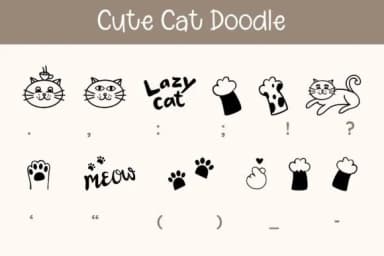 Cute Cat Doodle by Pui Art — Dingbats Font — thumbnail 7