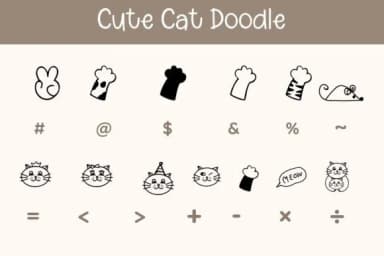 Cute Cat Doodle by Pui Art — Dingbats Font — thumbnail 8