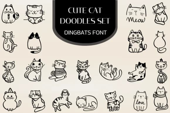 Cute Cat Doodles Set by Heartcraft Atelier — Dingbats Font