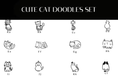 Cute Cat Doodles Set by Heartcraft Atelier — Dingbats Font — thumbnail 2