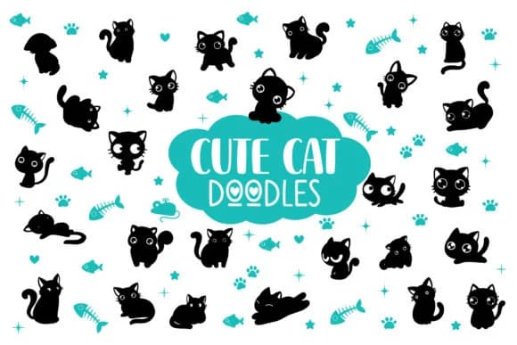 Cute Cat Doodles by Fox7 — Dingbats Font