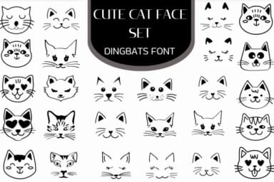 Cute Cat Face Set by Heartcraft Atelier — Dingbats Font — thumbnail 1