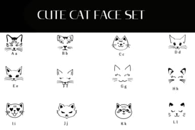 Cute Cat Face Set by Heartcraft Atelier — Dingbats Font — thumbnail 2
