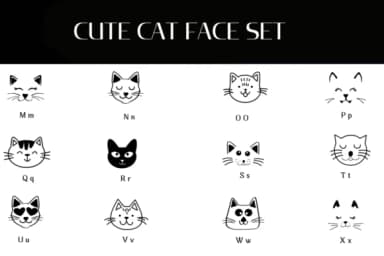 Cute Cat Face Set by Heartcraft Atelier — Dingbats Font — thumbnail 3