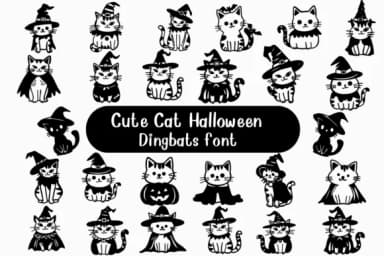 Cute Cat Halloween by Nongyao — Dingbats Font — thumbnail 1
