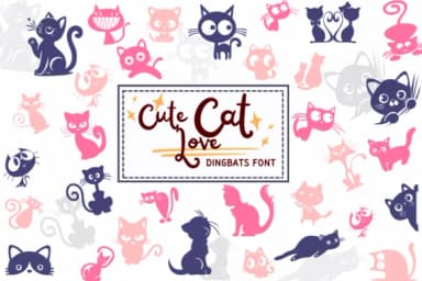 Cute Cat Love by PraewDesigns — Dingbats Font — thumbnail 1