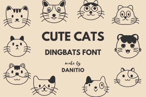 Cute Cats by danita.kukkai — Dingbats Font