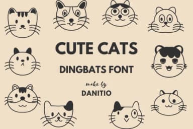 Cute Cats by danita.kukkai — Dingbats Font — thumbnail 1