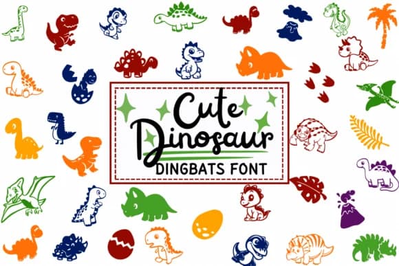 Cute Dinosaur by PraewDesigns — Dingbats Font