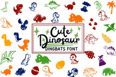 Cute Dinosaur by PraewDesigns — Dingbats Font — thumbnail 1