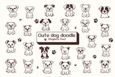 Cute Dog Doodle by Ketsarin — Dingbats Font — thumbnail 1