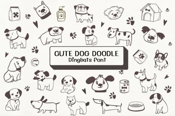 Cute Dog Doodle by Ketsarin — Dingbats Font